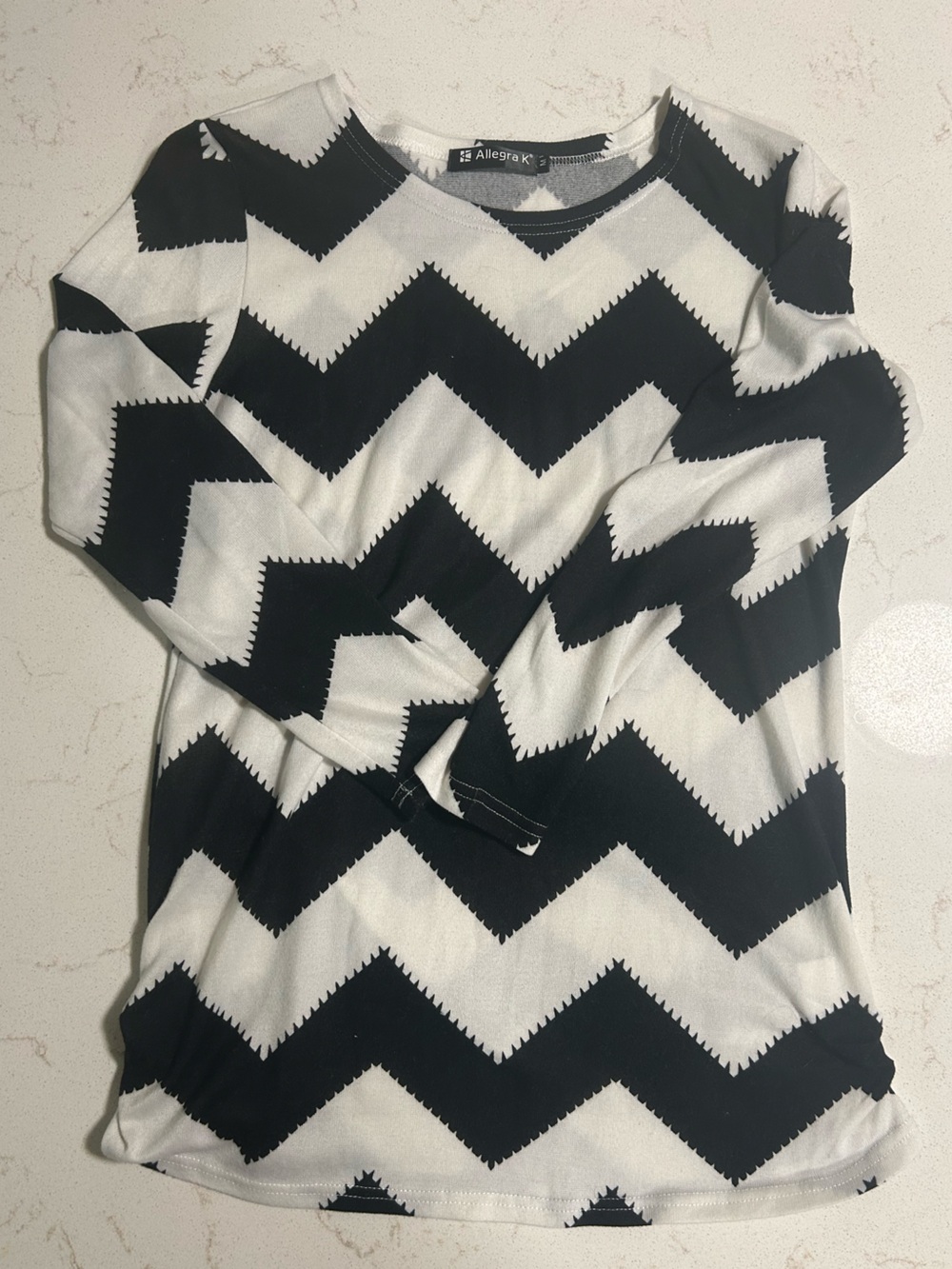 Allegra K Black & White Zigzag Pencil Skirt